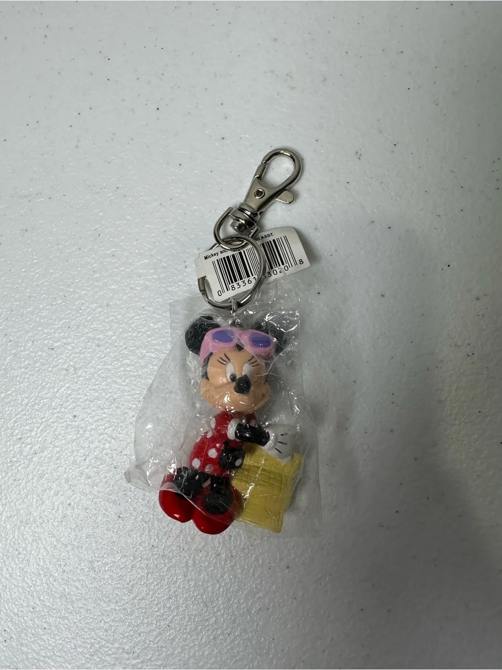 Disney Minnie Mouse Red and Pink Bag Charm Keychain with Yellow Gift Accent
